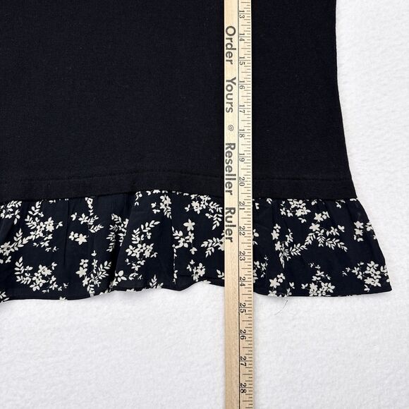 Kachel x Anthropologie Waverly Pullover Top Size 6 Black Floral Trim Bell Sleeve - Picture 13 of 13